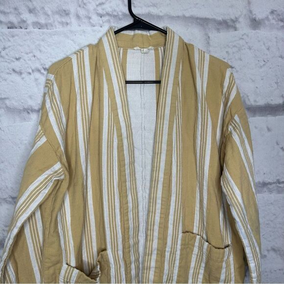|EUC| EILEEN FISHER Striped Organic-Cotton Long Kimono Jacket - Picture 3 of 7